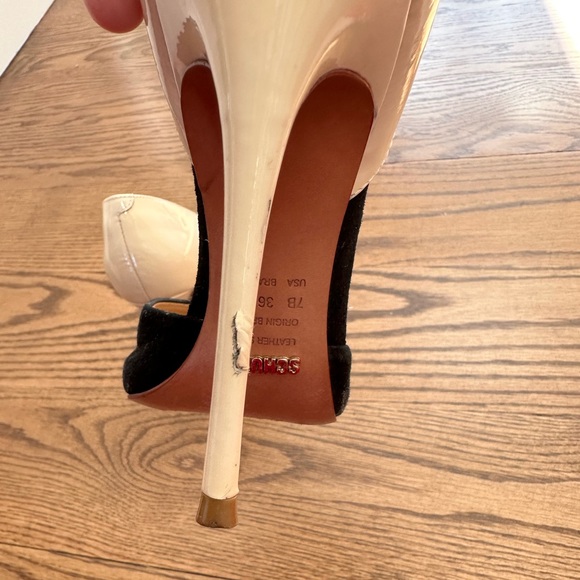 Schultz black and cream suede and patent leather heels size 7 - Picture 7 of 11